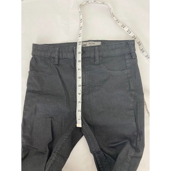 Free People High-Rise, High-Waisted Black Sparkle Glitter grunge Jeans - Sz 25 - Picture 9 of 11